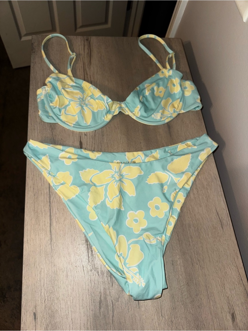 Sun bleached brand Floral Underwire Bikini Set in Light Blue and Yellow
